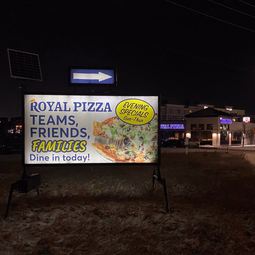 Backlit portable signs with illuminated graphics for outdoor advertising in Edmonton