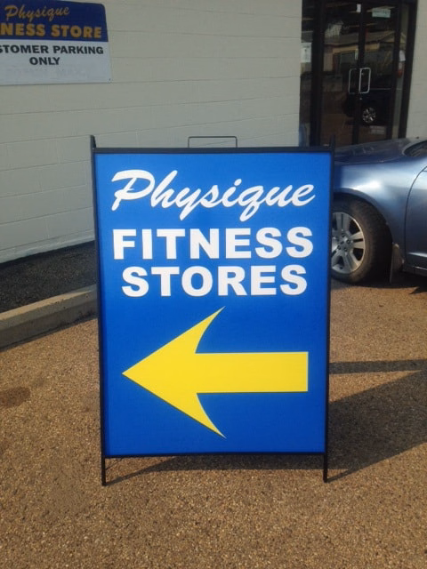 Sandwich boards in Edmonton displayed outside a local business